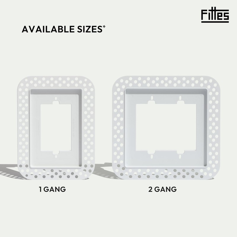 Fittes Flush Drywall Receptacle Mount [Lite]- 2 Gang Cotton White