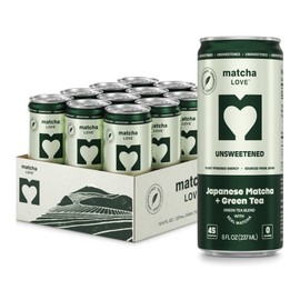 matcha LOVE Matcha + Green Tea, Unsweetened, 8 Ounce (Pack of 12)