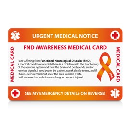 FND Medical Card Non-Visible Disabilities Custom Name and Emergency Medical Condition Awareness Card (Card and Lanyard)