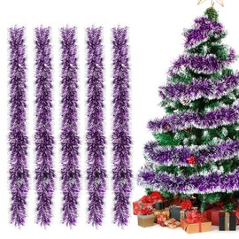 Tinsel Garland Christmas Purple, Pack of 5 Christmas Garlands, Shiny Garland, Christmas Decoration, Christmas Tree Decoration, Garland, Tinsel Garland, Christmas Tree Decoration
