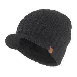 Kuyou Men's Knitted Beanie Hat with Visor Beanie Cap -