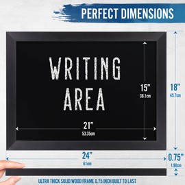 HBCY Creations 18" x 24" Rustic Black Solid Wood Frame Wall Chalkboard, Magnetic Surface, Home Décor, Restaurant & Café Menus, Blackboard, Includes Chalk, Eraser & Hanging Hardware