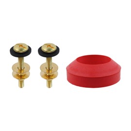 Chinflly Toilet Tank to Bowl Bolt Kit,Universal Toilet Tank to Bowl Gaskets with 2 Set Brass Hardware Kits Fits Most 2-Inch Flush Valve Opening Toilet Tanks,Red