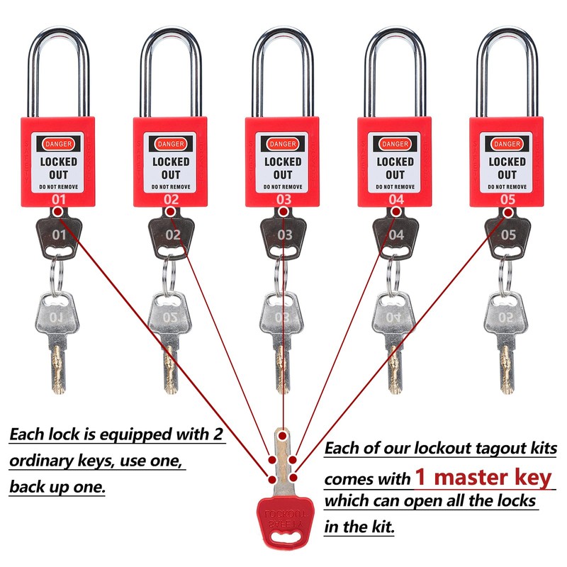 Allucky Lockout Tagout Locks, 10pcs Safety Locks Keyed Differently(Come with