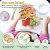 HonGien Baby Plates with Suction Bamboo Plates with Fork and