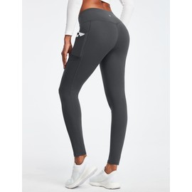 Heathyoga Fleece Lined Leggings with Pockets for Women Thermal Leggings Warm Leggings Women Winter High Waisted Yoga Pants Grey
