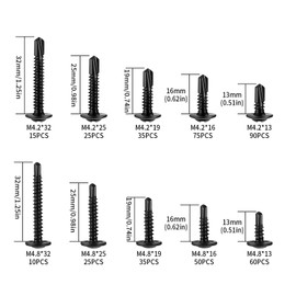 Pack of 420 M4.2 M4.8 self-tapping screws for metal screws, black self-drilling screws, Phillips pan head screws, self-drilling screws, wood screws