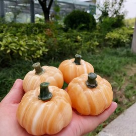 Natural Crystal Pumpkin , High Quality Crystal Stone for Sale , Best Present for Halloween for Holiday GiftsColor: Yellow calcite pumpkin, Size: 6cm