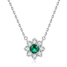 LANKRALOVNA Flower Necklace for Women,1.5 Carat Cubic Zirconia Necklace with 18 Inch Chain,for Mother's Day,Wedding,Anniversary, Cubic Zirconia, Cubic Zirconia