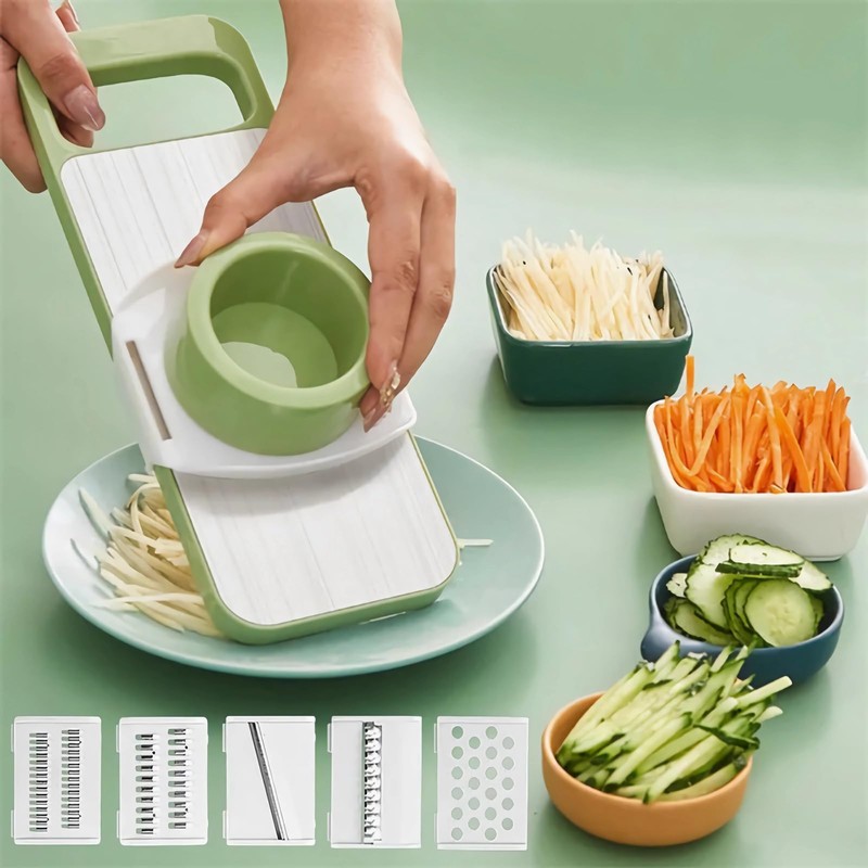2 Pack Stainless-Steel Mandoline Slicer for Kitchen, 6-in-1 Vegetable Cutter,