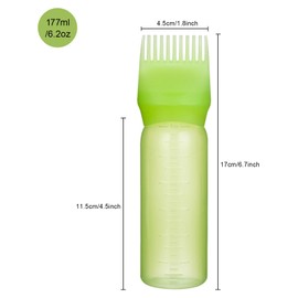 Yebeauty Root Comb Applicator Bottle, 2 Pack 6 Ounce Hair Applicator Bottles for Hair Dye Bottle Applicator Brush with Graduated Scale- Clear Green,Purple