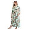 Women's Plus Size Long Lightweight Floral Cotton Kimono Maternity Delivery