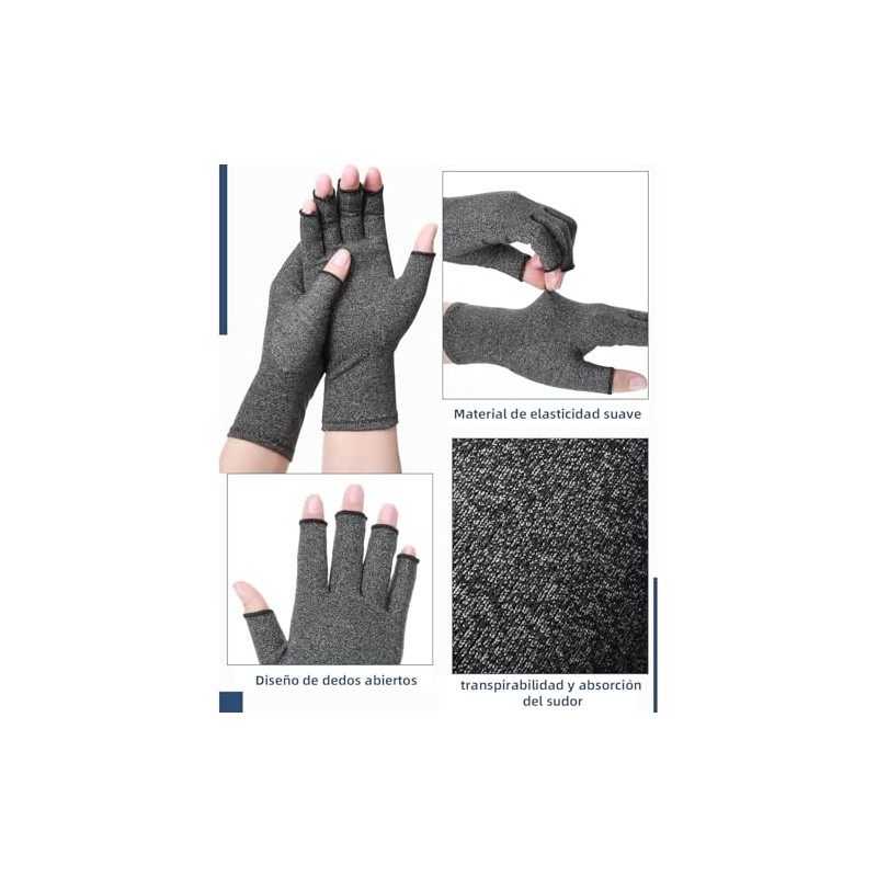 DORGKIRA Guantes de Compresión de Medio Dedo, 2 Pares para