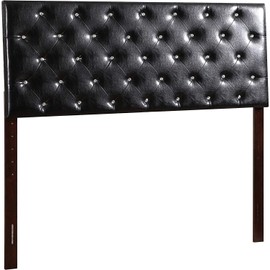 HomeStock Victorian Headboard Full Size, Black Faux Leather, Adjustable Dorm Headboard, Elegant Bedroom Decor