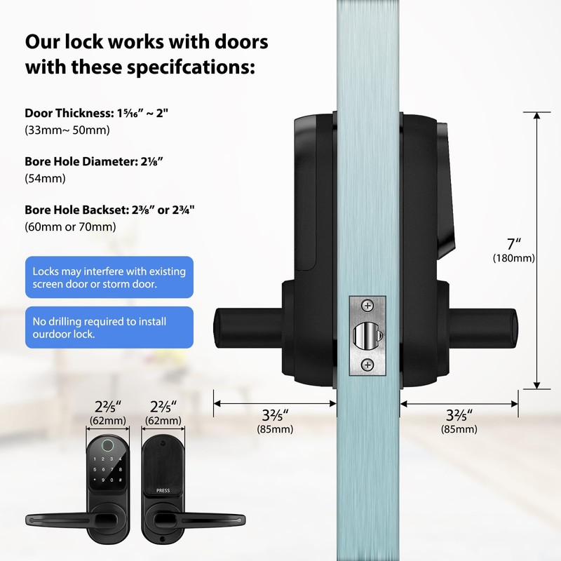 CATCHFACE Fingerprint Door Lock TTLock Smart Lock Biometric Door Lock