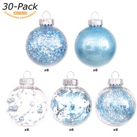 Sea Team 100 mm / 3.94 inch Fine Decorative Item with Paintings and Sparkling Christmas Tree Decorations, Themed Bauble Set, 16 Pieces