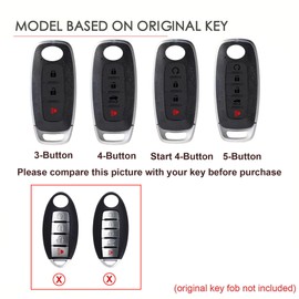 Hontumax Premium Leather 5-Button Key Fob Cover Case for Nissan Pathfinder Rogue Ariya Versa Kicks Sentra Armada Murano 2025 2024 2023 (White)