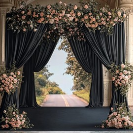 20ftx14ft Black Backdrop Curtains for Wedding-Wrinkle Free Backdrops Curtain Drapes Fabric Decorations Photo Back Drop Cloth for Baby Shower Photography Stage Reception 14Panels 14ft(H) x 5ft(W)