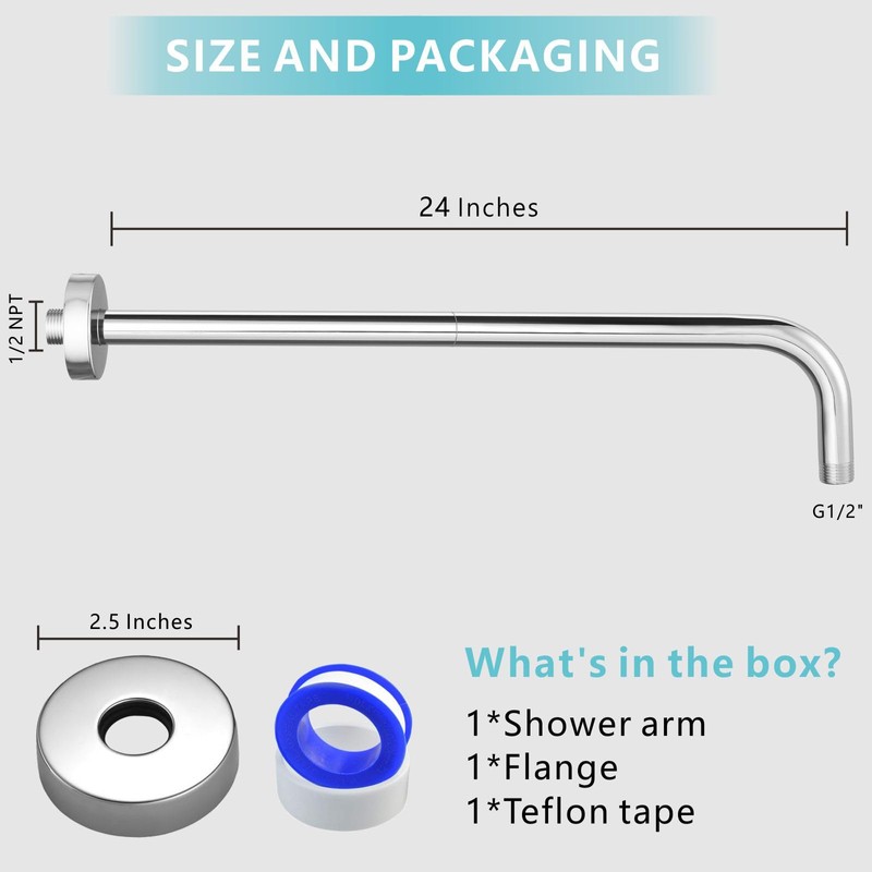 Nuodan Shower Arm with Flange, 24 Inches Wall Mount Replacement