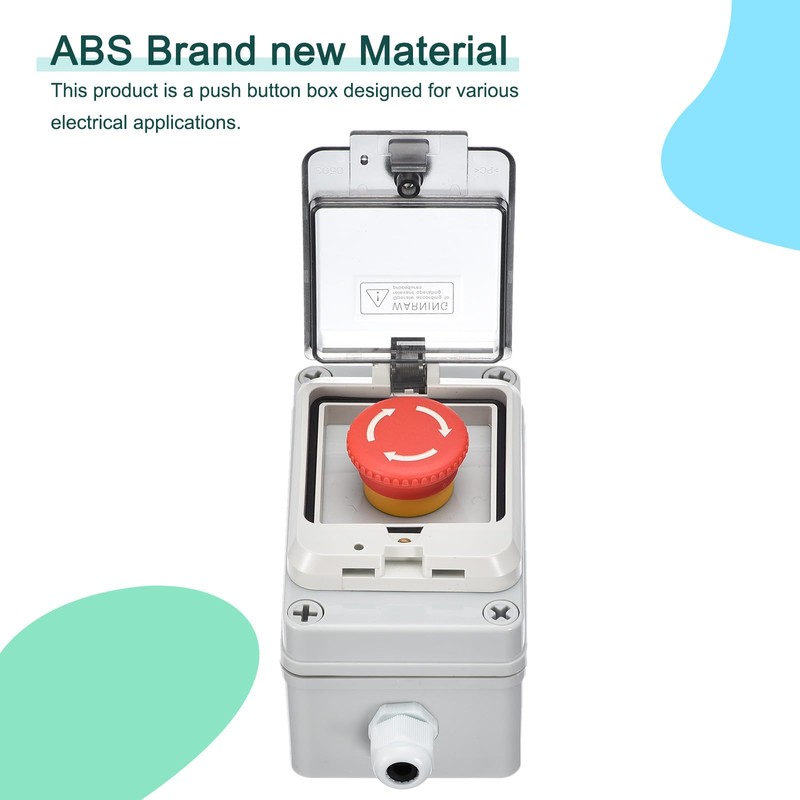 sourcing map IP67 Push Button Box ABS E Stop Button