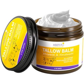 ASDToTio Bálsamo de sebo batido hecho a mano para el cuidado de la piel - Bálsamo multiusos de sebo de res alimentado con pasto totalmente natural, cr