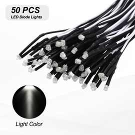 uxcell 50pcs 1.8mm LED Diode Lights, White Light DC 12V Pre-Wired Small Emitting LED Light High Brightness