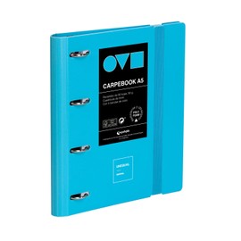 Grafoplas 4 Ring A4 Polyfoam Folder Strong and Ultra Light Minimal Pastel Blue Includes Spare Parts, Dividers and Envelope Perfect for School Supplies Organization