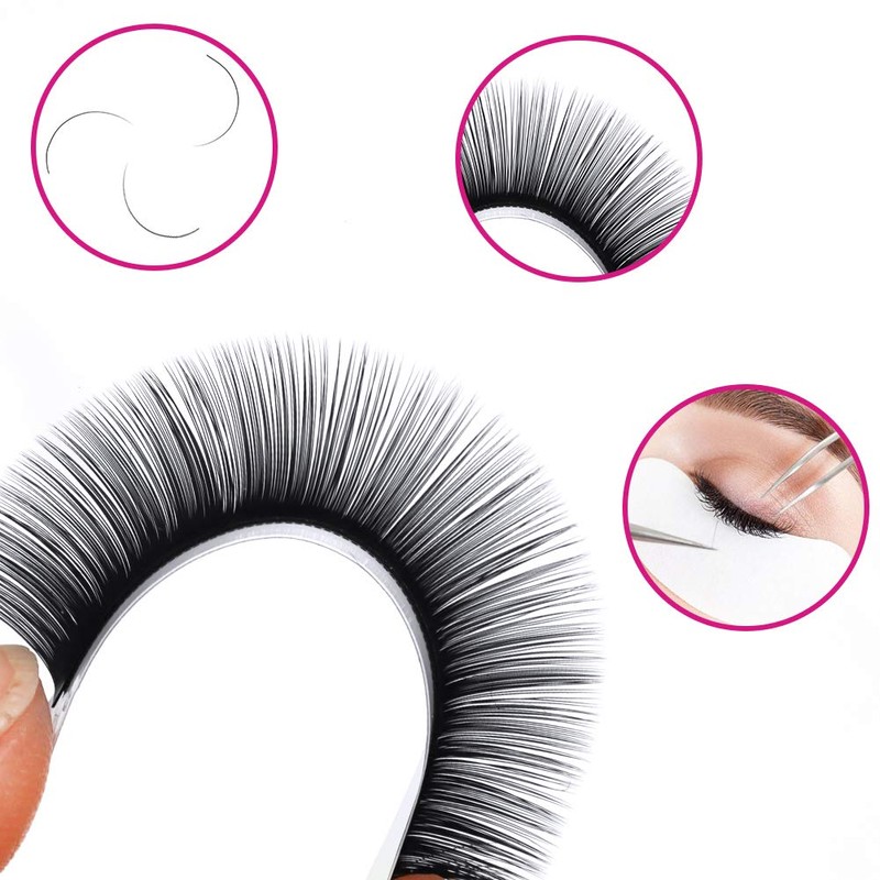Fadlash Simple Fan Eyelashes 0.07 mm, D Curl, 11-19 mm,