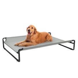 Veehoo Original Cooling Elevated Dog Bed, Outdoor Raised Dog Cots Bed for Large Dogs, Portable Standing Pet Bed with Washable Breathable Mesh, No-Slip Feet for Indoor Outdoor, Large, Grey, CWC2201