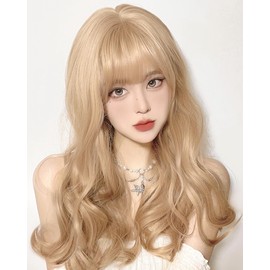 Sizuuenn Women's Large Wave Curly Long Hair Curly Hair Blonde Wig, Sand Gold, Elegant Waves, Heat Resistant Wig, High Temperature Hair Yarn, Cosplay Wig, Dedicated Network, For Events, School Festivals, Cultural Festivals, Photography, Disguise