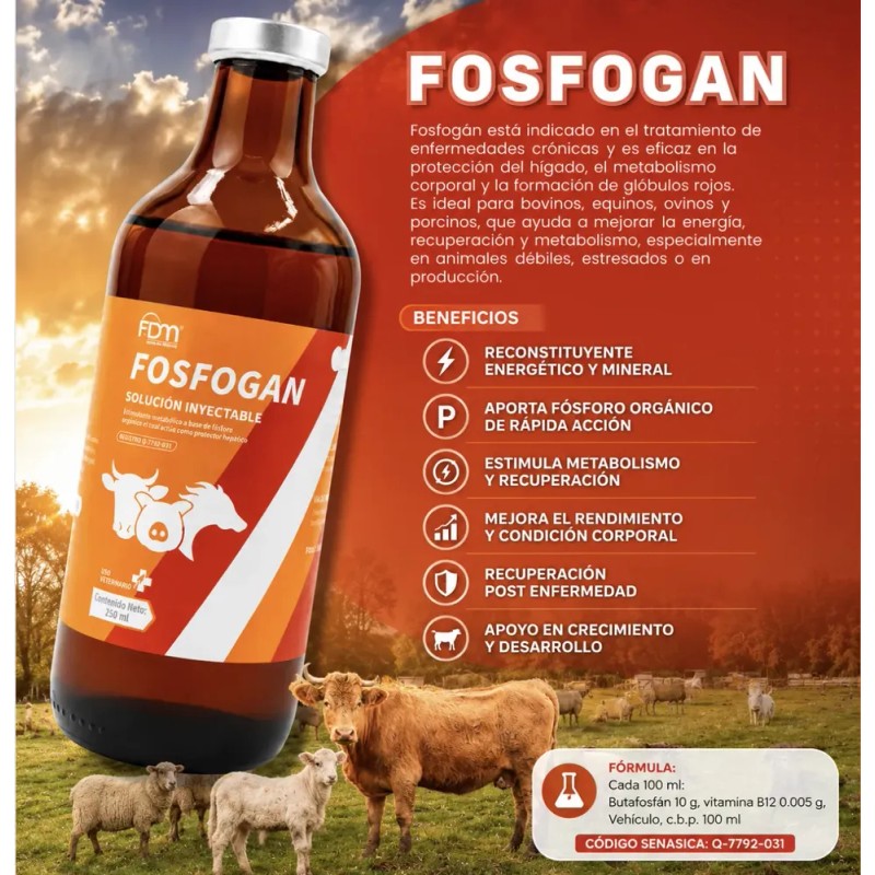 Fosfogan 250ml Estimulante Hepatico Reconstituyente Animal