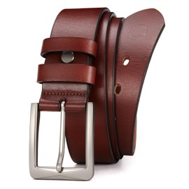 CHAOREN Brown Leather Belt Men - Full Grain Leather Belts Triple Protection Buckle 1.5" - Ideal for Daily & Work Wear