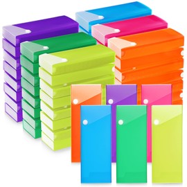 Watersay 48 Pcs Slider Pencil Case Bulk for Classroom Clear Plastic Pencil Box with Pull out Drawer Snap Closure Storage Box Crayon Boxes Translucent Multi Purpose Organizer for School Office Supplies