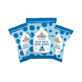 Original Bonds of London Candy Raspberry Bon Bons Bag Sugar Dusted Raspberry Flavored Chewy Sweets 110g (3 PACK) – Best of British Sweets – Imported from the UK (Blue-Raspberry)