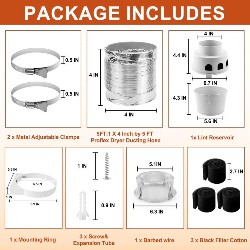 [UPGRADED]Cenipar TDIDVKZW Indoor Dryer Vent Kit Filter 3 In 1