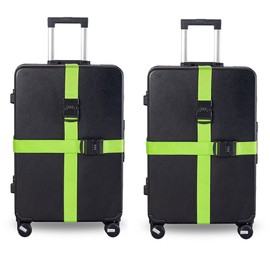 Luggage Straps with Lock,4 Pack Luggage Straps for Suitcases, Adjustable Luggage Straps, Bright Colors Travel Packing Straps with Quick Release Buckle 79 * 2Inch (Green)