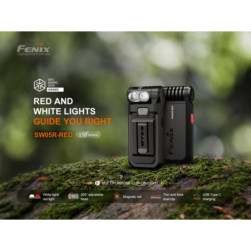 Fenix SW05R-RED Clip On Flat Body swival Flashlight with Red