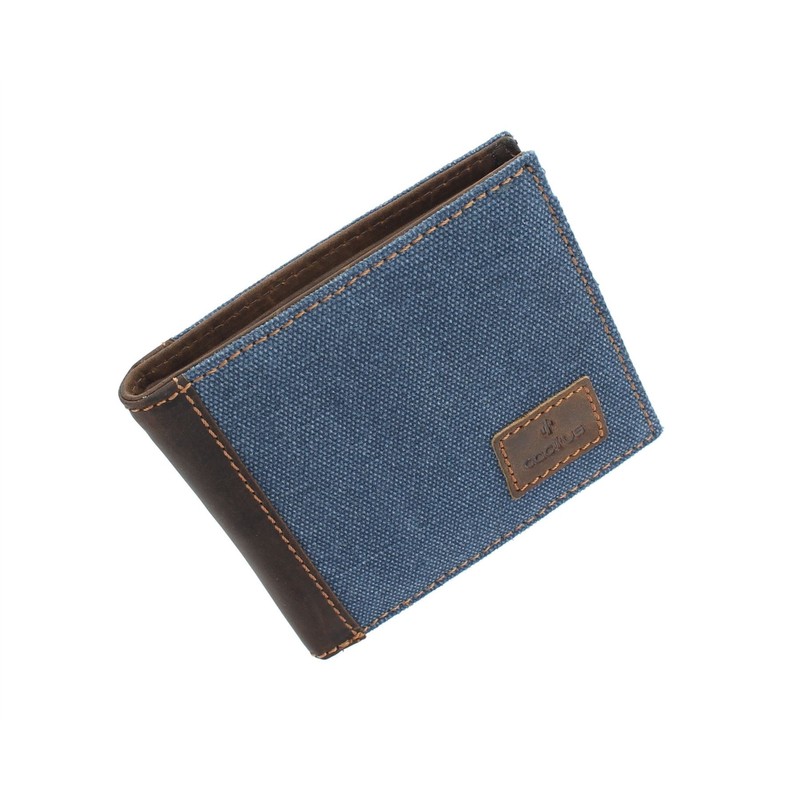 Cactus Bi-Fold Canvas Wallet with Leather Trim and RFID Protection