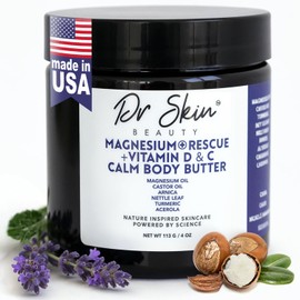 Dr Skin Magnesio + Vitamina D y C - Mantequilla corporal de lavanda 4 onzas - Aplicar en piernas, brazos y pecho. Fabricado en Estados Unidos (lavanda)