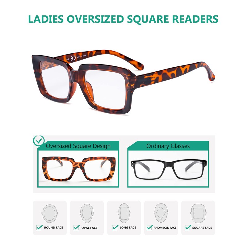 Eyekepper Pack of 4 Stylish Glasses for Women - Oversized