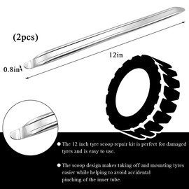 KVAEY 2PCS Car Tire Lever Iron Tool Kit, 12-Inch Tire Removal Spoons Tire Changing Tool Set, Heavy Duty Tire Lever Bar Spoon for Car Motorcycle Bicycle, Universal Tire Removal Tool