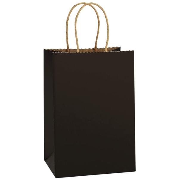 BagDream Kraft Paper Bags 25Pcs 5.25x3.75x8 Inches Small Paper Gift Bags Shopping Bags, Kraft Bags, Party Bags, Black Bags with Handles Bulk