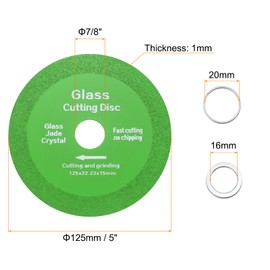 HARFINGTON 3 Pack Glass Cutting Disc 5 Inch for Rotary Tool Diamond Cutting Disc Ultra-Thin Saw Blade Wheel with 7/8" Arbor for Cutting Grinding Jade Crystal Tile Ceramic