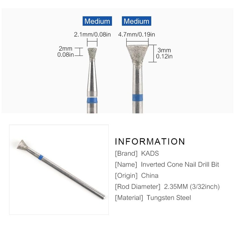 Rolabling Inverted Cone Fan-Shaped Nail Drill Bit Nail Polish Gel