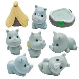 8 animal minifigures, resin rhinoceros figurines, rhinoceros, figurines, rhinoceros, animals, mini rhinoceros, anime, decorative, small statues, mini rhinoceros, family, healing, miniature rhinoceros