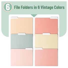 Mr. Pen- File Folders, 6 Pack, Vintage Colors, 1/3-Cut Tab, File Folders Letter Size, Colored File Folders, Office File Folder, Colored Folders, Office Supplies File Folders, File Folders with Tabs