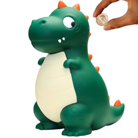 LEcylankEr Dinosaur Money Box Children's Dinos Piggy Bank Christening Gifts for Girls Boys Safe PVC Material Good for Decoration, Toy, Gift (Green)