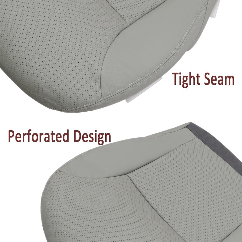 Priprilod Gray Perforated Leather Driver Side Bottom Replacement Seat Cover