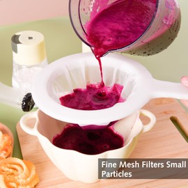 Kitchen Sieve Plastic Household Sieve Fine Mesh, Mesh Filter Net with Handle Hook, Food Filter, Fine Mesh Sievefor Seedless Jam, Flour, Yoghurt, Soy Milk Device