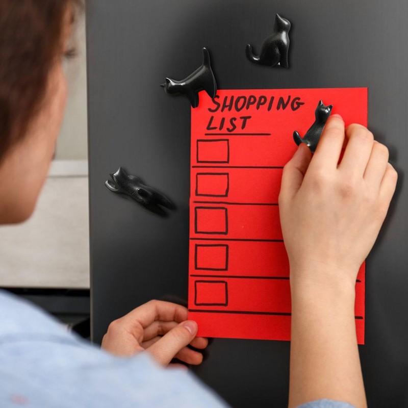 Pack of 4 Small Black Cat Fridge Magnets, Creative Fridge